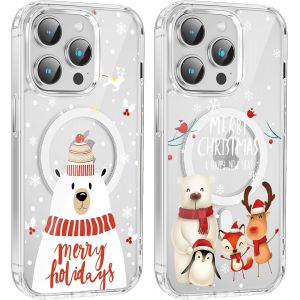 TRAHOO-2 Pi&egrave;ces No&euml;l Coque Magn&eacute;tique pour iPhone 16 Pro 6,3'', Etui en Motif Dessin Cadeau de No&euml;l Compatible avec MagSafe, Housse Christmas Silicone TPU Bumper Cover pour iPhone 16 Pro, No&euml;l 03 - Neuf