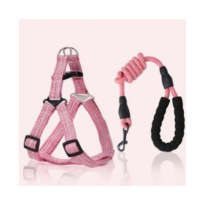 Ensemble Harnais Et Laisse Réglables Et Robustes Pour Petits Chiens - Confortable Et Élégant - Rose - Parfait Pour Les Promenades - Neuf