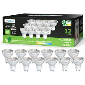 Classe A Ampoule GU10 LED Blanc Chaud Spot,1.9W équivalent 50W,345LM 2700K Ampoule LED GU10 Blanc Chaud,36° Angle Du Faisceau,Non-Dimmable,Lot de 12 - Neuf