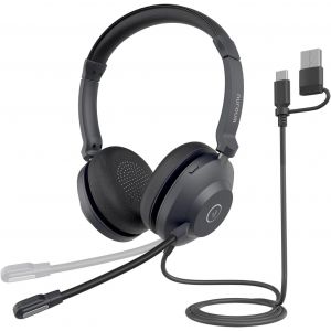 Hp21 Casque Filaire Avec Micro Anti-Bruit,Bouton De Muet,Contrôle Du Volume,Pour Pc/Ordinateur/Smartphone,Bureau/Télétravail/Centre D'Appels/Visioconférence,Pour Zoom/Teams/Google Meet - Neuf