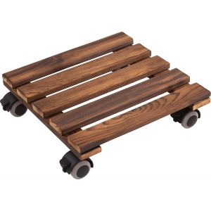 ASFASFq-825270 Chariot pour Plantes 300 x 300 mm ¿ Charge maximale 60 kg ¿ Plaque de pin ¿ Look Vintage ¿ Roues TPE avec 4 blocages/Rouleau d'intérieur/Support de Transport pour Plantes - Neuf