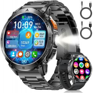 Montre Connect&eacute;e Homme Avec Appels Bluetooth Et &Eacute;cran Hd Amoled 1.62"", &Eacute;tanche Ip68 Et Batterie 730Mah Smartwatch Avec 110+ Modes Sportifs/Sommeil Moniteur Pour Android Ios, 2 Chargeurs(Type-C, Usb) - Neuf