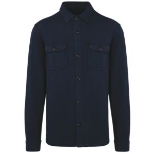 Surchemise &Eacute;coresponsable D&eacute;lav&eacute;e En Molleton Gratt&eacute; - Homme - Pat521 - Bleu Marine - Neuf