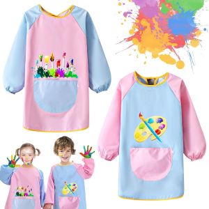 Kalanka-2pcs Tablier Peinture Enfant, Blouse Peinture Enfant Étanche Avec Manches Pour Garçons Et Filles De 7 À 12 Ans Peinture Bricolage Pâtisserie Rose - Neuf