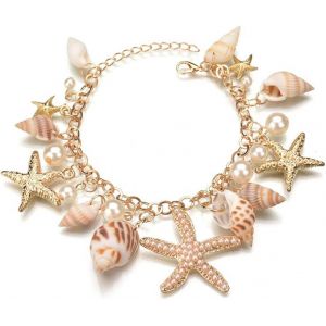 Kal-Summer Beach Coquillage Étoile De Mer Taille Chaîne Conque Perle Collier Bracelet Bijoux Femme Bijoux Réglables - Neuf
