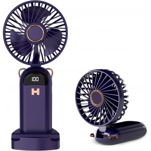 Mini Ventilateur Portable, Petit Ventilateur de Poche 5 Viteses Avec Base, Ventilateur Rechargeable USB de Poche pour Voyage, Bureau, Maison, Blanc - Neuf