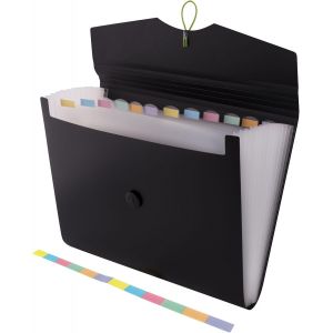 Chenquansarl-Trieur Extensible 12 Poches A4 | Extensible Classeur Documents | Accord&eacute;on Classeur Pochettes Porte-Documents, Rangement Papier Administratif Noir - Neuf