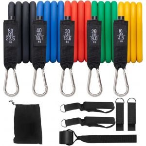 Lot De 5 Bandes De Fitness,Bandes De R&eacute;sistance 5 Niveaux De R&eacute;sistance Pour Homme Et Femme,Set De Bandes De R&eacute;sistance Pour Fitness,Pilates,Yoga,Gym,Stretching - Neuf