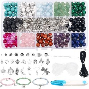 Mevronisshop-Kit De Perle Pierre Naturelle 8mm Pour Bijoux De Kit Perles Pour Bracelet,Pierre De Lave Perles Naturelles, Und Ferrures M&eacute;talliques - Neuf