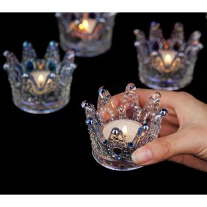 Lot de 6 bougeoirs en verre de la Couronne pour le thé à la lumière des bougies votives coloré - Neuf
