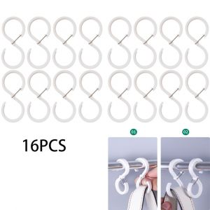 16 crochets en S, crochets de suspension robustes avec boucle de sécurité, sans perçage pour cuisine, salle de bain, chambre et jardin (grand blanc) - Neuf