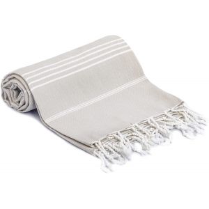 Gris Serviette De Plage 100 X 180 Cm, Grande Serviette De Plage, Serviette De Bain Pour Le Hammam Turc, Sauna, Spa, Yoga, Plage - Neuf