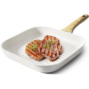 Subzonal-Po&ecirc;le &Agrave; Griller 28 X 28 Cm En Fonte D'aluminium Avec Rev&ecirc;tement Anti-Adh&eacute;sif En Granit - 100% Sans Pfoa - Convient Pour Tous Les Types De Plaques De Cuisson - Facile &Agrave; Nettoyer, Blanc - Neuf