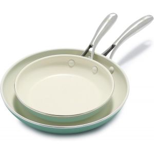 Checarzhn--No1-Artizan Set De Poêles À Frire 20 Cm Et 26 Cm En Antiadhésive Céramique Saine, Sans Pfas, Poignée En Acier Inoxydable, Compatibles Avec L'induction, Au Lave-Vaisselle, Va Au Four, Turqu - Neuf
