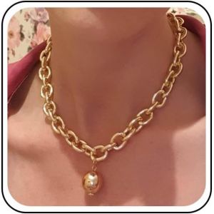Kal-Collier Punk À Maillons Massifs Collier Ras Du Cou En Chaîne Dorée Collier Gothique À Chaîne Cubaine Épaisse Collier À Grosse Chaîne À Boules Bijoux Pour Femmes¿Gold¿ - Neuf