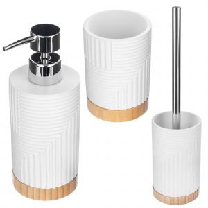 KADAX Ensemble de salle de bain 3 en 1, distributeur de savon, tasse de salle de bain, brosse de toilette - Neuf