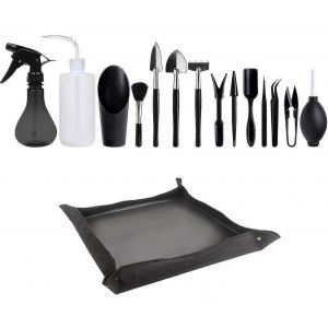 15 pièces Mini ensemble d'outils de jardinage Outils de plantation de jardin pour transplantation succulente Kits d'outils de jardinage avec tapis de jardin imperméable Liable - Neuf
