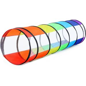 Kalanka-Tunnel Enfant - Tente De Jeux Exterieur Interieur Haute Qualité 180 Cm - Tunelle Pour Enfant Parcours Motricité Bébé Rampant -Jouet De Pliable Pop-Up Cadeau Pour Animaux (Arc-En-Ciel Avec Mai - Neuf