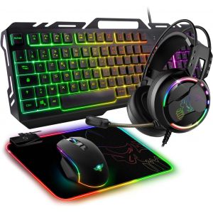 - Ultimate 300, Pack Clavier Souris Gamer 4En1, Casque Gaming & Tapis Rgb, Pour Pc, Ps5, Ps4, Xbox One, Clavier Gamer Azerty Fr, Touches Anti-Ghosting, Souris Gamer 8 Boutons 8000 Dpi - Neuf
