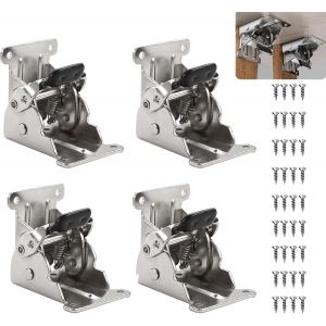 Lot de 4 charni&egrave;res pliantes avec syst&egrave;me de blocage - Charni&egrave;res pliantes &agrave; 90 degr&eacute;s pour dessus de table - Pieds pliables pour table et lit - Charni&egrave;res &agrave; visser - Charni&egrave;res d'armoire - Neuf