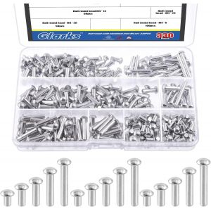 Lot de 330 rivets en aluminium M4 x 6/10/14/20/25 à tête de brasero solides de longueur 6 mm,10 mm,14 mm,20 mm,25 mm,rivets en aluminium haute résistance à la corrosion pour assemblage et - Neuf