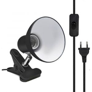 Lampe Pince E27 Avec Prise Européenne Et Interrupteur,Rotation De 270 Degrs Support Douille Vis Edison,Support De Lampe De Bureau,Ac 85-265v (Noir - Neuf