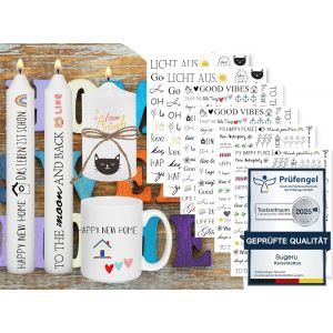 SJZG-Lot De 6 Tatouages De Bougies (Plus De 200 Motifs) - Impression Par Transfert D'Eau - Film Coulissant Pour Bougies - D&eacute;coration De Maison - Cadeau (Famille) - Neuf