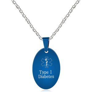 Kal-Collier D'alerte M&eacute;dicale Avec Gravure Gratuite Et Pendentif Ovale U2013 Bijou M&eacute;dical &Eacute;tanche Pour Diab&egrave;te, Hommes Et Femmes Ya4674 - Neuf