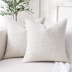 CAUC-Housse Coussin 40x40 D&eacute;coratif Housse Coussin Beige Design &eacute;l&eacute;gant Doux et Luxueux en Chenille Taie Oreiller 40x40 Moelleux avec Fermeture Eclair Invisible pour Canap&eacute; D&eacute;coration Maison Salon Lo - Neuf