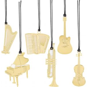 12 Pi&egrave;ces Marque-Pages En Laiton Clips De Page D'Instrument De Musique Marque-Pages Cahier De Fl&eacute;chettes Marqueurs De Livre Avec Pompon Pour Lire L'&Eacute;cole, Les Amateurs De Livres - Neuf