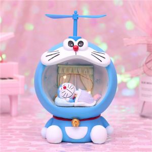 Hjlian Tirelire Lumineuse En Forme De Cochon, Forme Mignonne, Exquise, Bouton En Plastique Souple, Dessin Anime, Lampe Pour Enfants, Cadeaux, Position Allongee, Bleu - Neuf