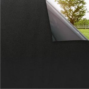 ERYI-Film Occultant Fenêtre Noir Avec Grille Facile À Couper 90X200Cm, Film Opaque Fenetre Electrostatique Anti Uv Amovible, Brise Vue Fenetre Dépoli Pour Sommeil Diurne Chambre Salle De Bain - Neuf