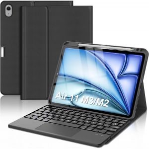 KALANKA-Clavier iPad Air 11 Pouces (M3/M2),Smart Trackpad D&eacute;tachable sans Fil Coque Fran&ccedil;ais AZERTY Clavier Pav&eacute; Tactile pour iPad Air 11 2025/2024, Noir - Neuf