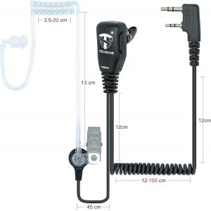 Kenwood 2 Pin Transparent Pneumatic Headset Microphone with Radio Transmitter Clip Compatible TI-F8 + TS-T9+ Midland G10,G11V,CT890,UV5RA BF-888S - Neuf