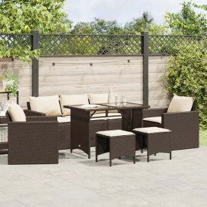 Prolenta Premium - Salon De Jardin Avec Coussins 6 Pcs Marron R&eacute;sine Tress&eacute;e - Neuf