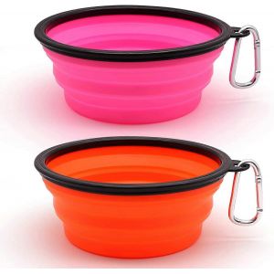 2 Pièces Portable Pour Chien Bol Pliable Pour Chien,Bols De Voyage Pour Chien Et Bols Pour Chat (1000ml,Orange - Neuf
