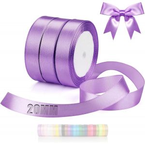 66 M Ruban En Satin 3 Rouleaux Ruban Lavande Largeur 20 Mm Rubans Pour Couture Pour Mariage Baptême Anniversaire Emballage Cadeau Décoration De Table De Noël Bouquet Décoration - Neuf