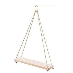&Eacute;tag&egrave;re murale suspendue en corde de bois - 45 cm - Petite - Noir/Blanc/Marron - Fait main - Capacit&eacute; 15 kg - Neuf