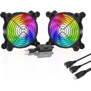 Fan USB,Multi Control Speed,LED coloré avec protection en métal Grill Case - Neuf