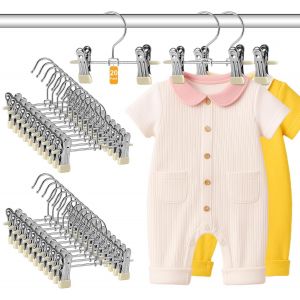 SUBZONAL-Cintre Enfant, Lot de 20 Cintres Pantalon pour Enfants avec Clips, Cintre Bebe Qui &eacute;conomisent de l'espace&iquest;17cm Cintres B&eacute;b&eacute; 17cm Convient pour Pantalons, v&ecirc;tements, Chaussettes, Jupes Court - Neuf