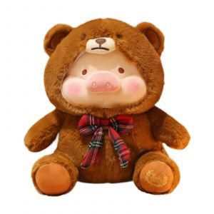 Peluche cochon adorable ours en peluche douce pour enfants, jouet de chambre d'enfant marron-Brun - Neuf