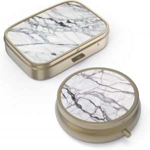 Pilulier Pilulier Avec Miroir Rétro Petit Pilulier Pour Sac À Main Ou Poche Bronze Pilulier Ou Vitamines,Huile De Poisson,Suppléments,Pilule Containe Cadeaux De Voyage (2pcs).[Z136] - Neuf