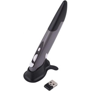 Stylo de Souris Optique sans Fil 2,4 GHz, Mini Souris Air Plug & Play &eacute;criture Manuscrite USB Souris r&eacute;glable 500/1000 DPI pour Ordinateur Portable/Ordinateur/PC/Tablette(Gris) - Neuf