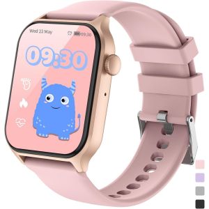 JGD-Montre Connect&eacute;e Enfant Moniteur de Sommeil Fr&eacute;quence Cardiaque Podom&egrave;tre Calories Modes Sport Bluetooth Appel &eacute;tanche R&eacute;veil Jeux Jouet Fitness Tracker Cadeau- Fille Gar&ccedil;on Adolescent 3+ Ans - Neuf