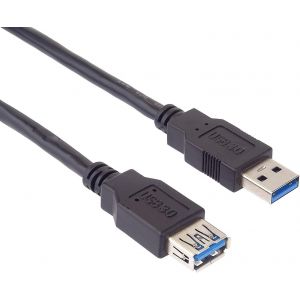 Rallonge USB 3.0, Câble de Données SuperSpeed Jusqu'à 5 Gbit/S, Câble de Charge, USB 3.0 Type A Femelle vers Mâle, 9 Broches, 3 Blindages, Couleur Noir, Longueur 2 m - Neuf
