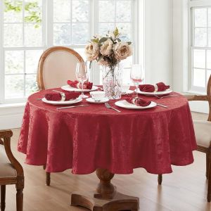 Eryi-Home Fashions Nappe Damassée Ovale En Polyester, Rouge, 152,4 X 213,4 Cm - Neuf