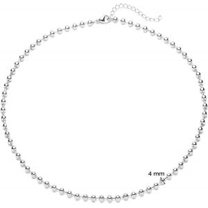 Kal-Collier Boule Doré Argenté Pour Femme Plaqué Or 18 Carats Chaîne Boule Acier Inoxydable Chaîne Militaire Avec Boules Unisexe - Neuf