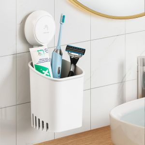 Eryi-Support De Brosse À Dents À Ventouse, Charge Maximale De 5 Kg, Installation En 1 Seconde, Réutilisable, Étanche, Support De Rasoir À Dentifrice En Plastique Pour Cuisine, Salle De Bains - Blanc - Neuf