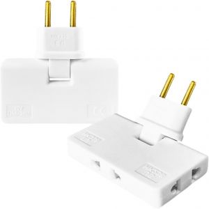 CHENG-Prise Plate 3 Prises. Ladron Mur Extraplane T&ecirc;te Rotative 180&deg; Compact pour Placer Derri&egrave;re Tout Meuble, &Eacute;tag&egrave;re, Canap&eacute;, Adaptateur Europ&eacute;en - Americain Prises Multiples Blanc - Neuf