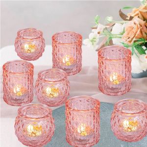 Lot De 12 Bougeoirs Votifs Assortis En Verre Pour Fête Prénuptiale, Centre De Table De Mariage, Décoration D'Intérieur (12, Rose) - Neuf